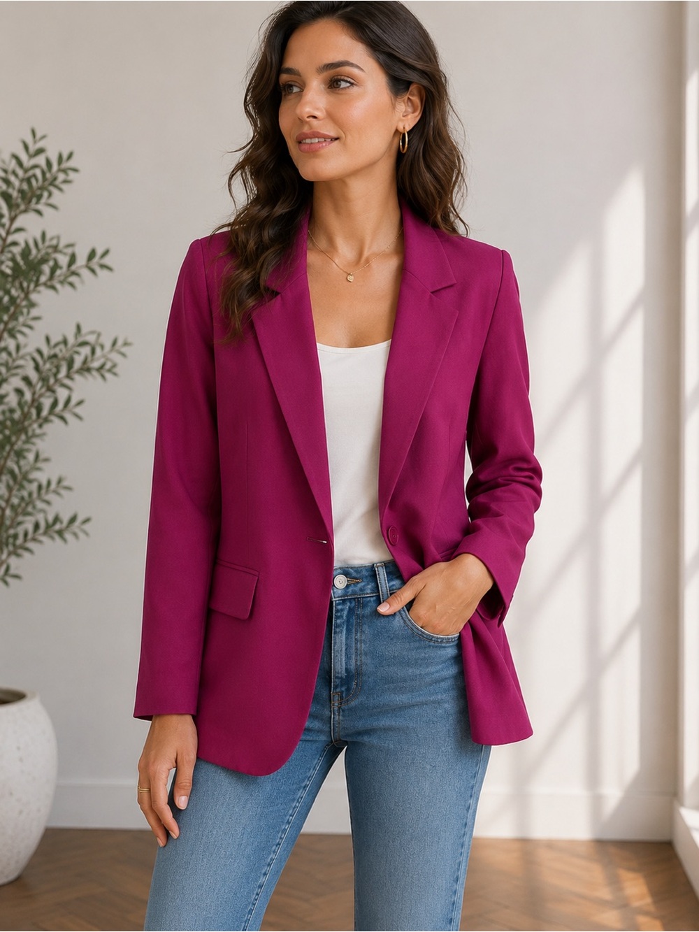 Band of the Free NWT lined Vibrant Pink Oversized Blazer with shoulder Pads.